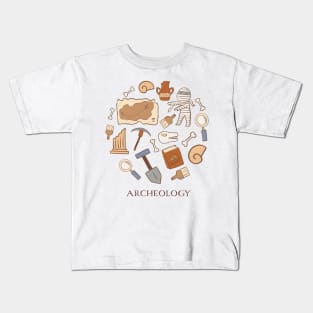 Cute archeology icons drawings Kids T-Shirt